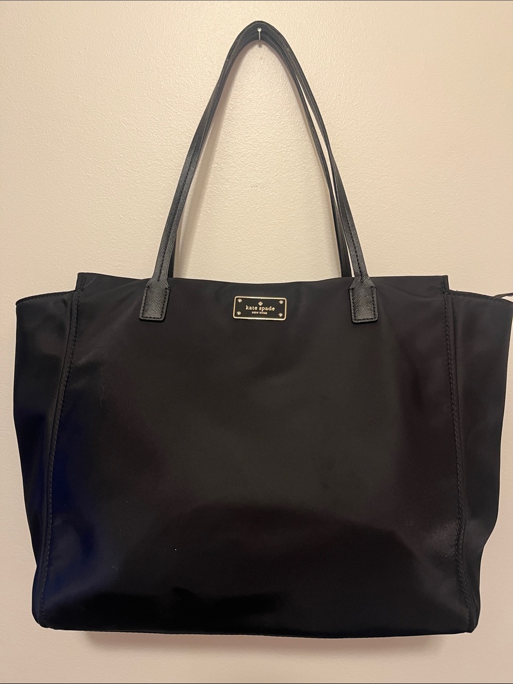 kate spade Black Nylon Tote with Leather Trim